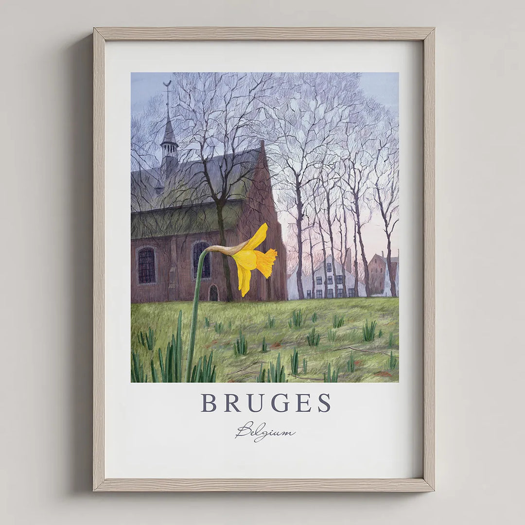 Bruges First Daffodil in Beguinage - Wall Art Poster