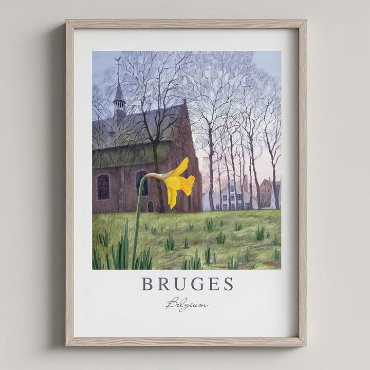 Bruges First Daffodil in Beguinage - Wall Art Poster