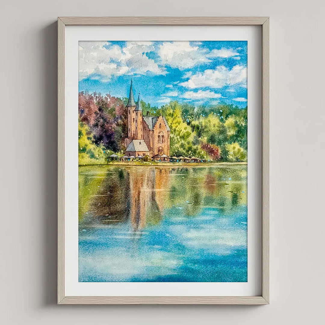 Bruges Watercolor Lake of Love - Fine Art Print