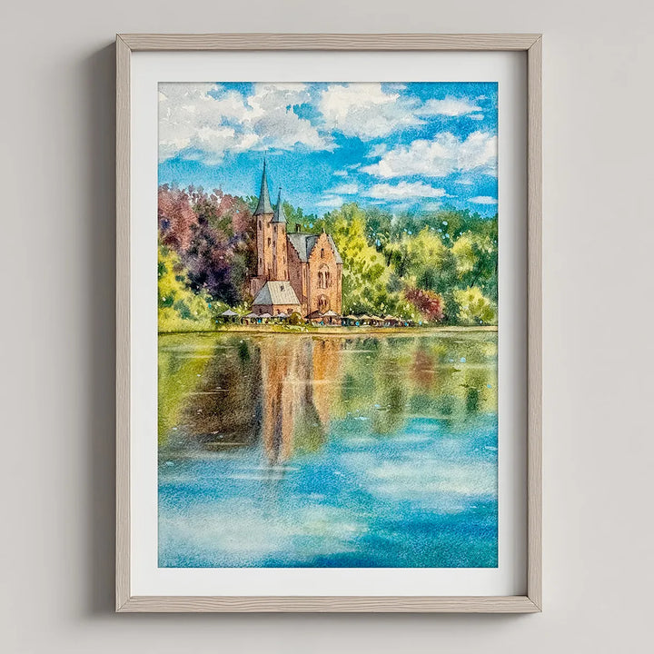 Bruges Watercolor Lake of Love - Fine Art Print