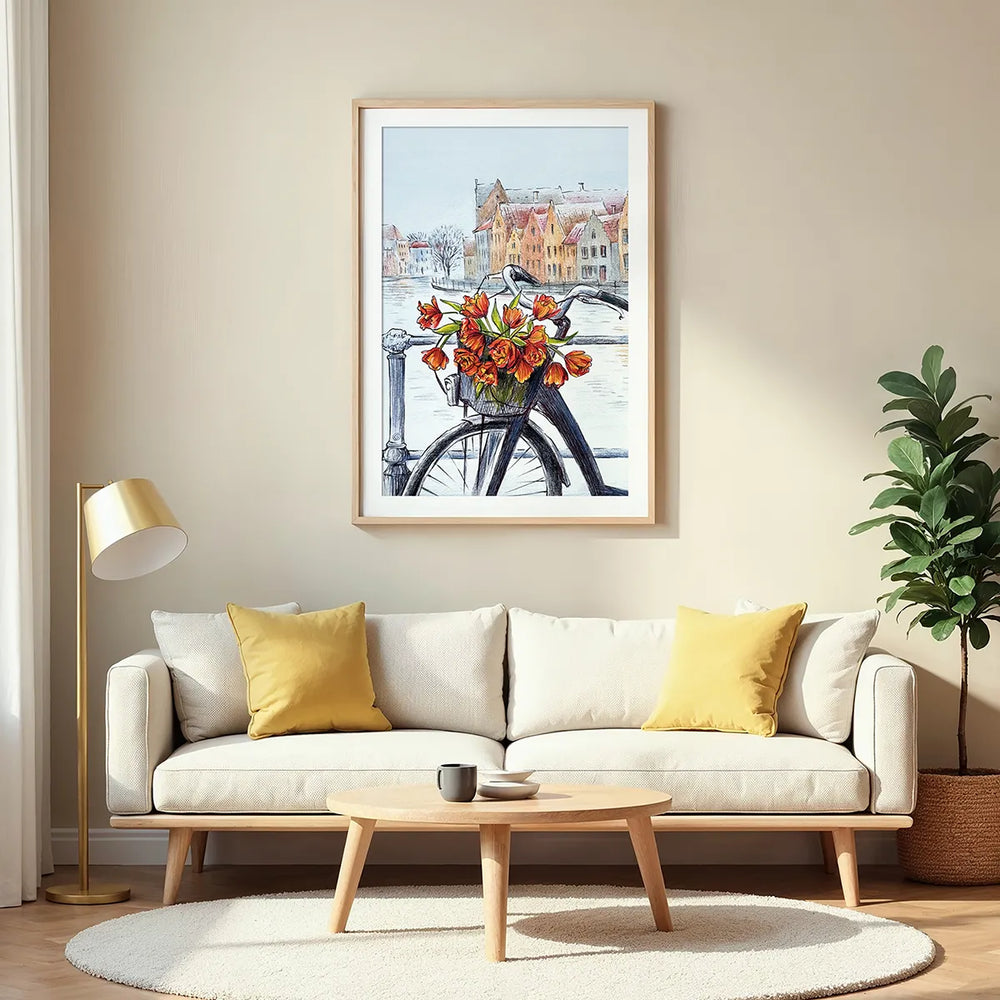 Bike with Tulips by Bruges Canal – Wall Art Print