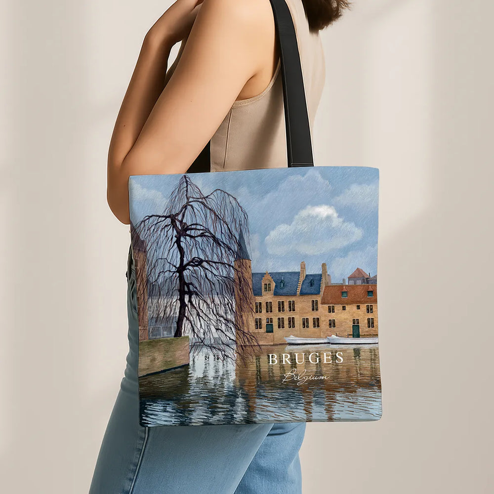 Bruges Winter Canal - Art Print Tote Bag