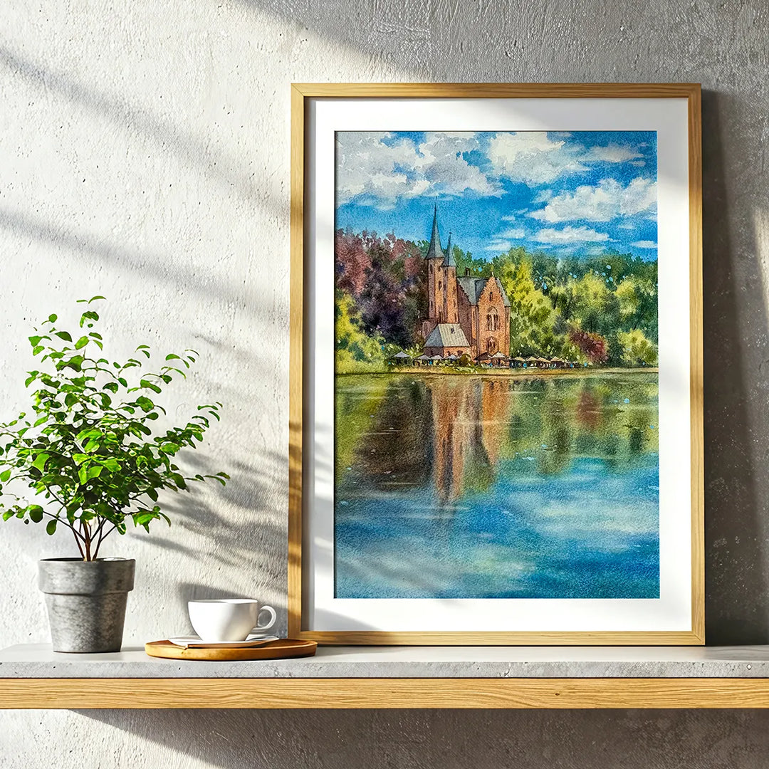 Bruges Watercolor Lake of Love - Fine Art Print