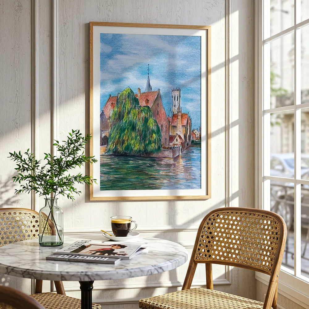 Bruges Rozenhoedkaai Summer View - Travel Art Print