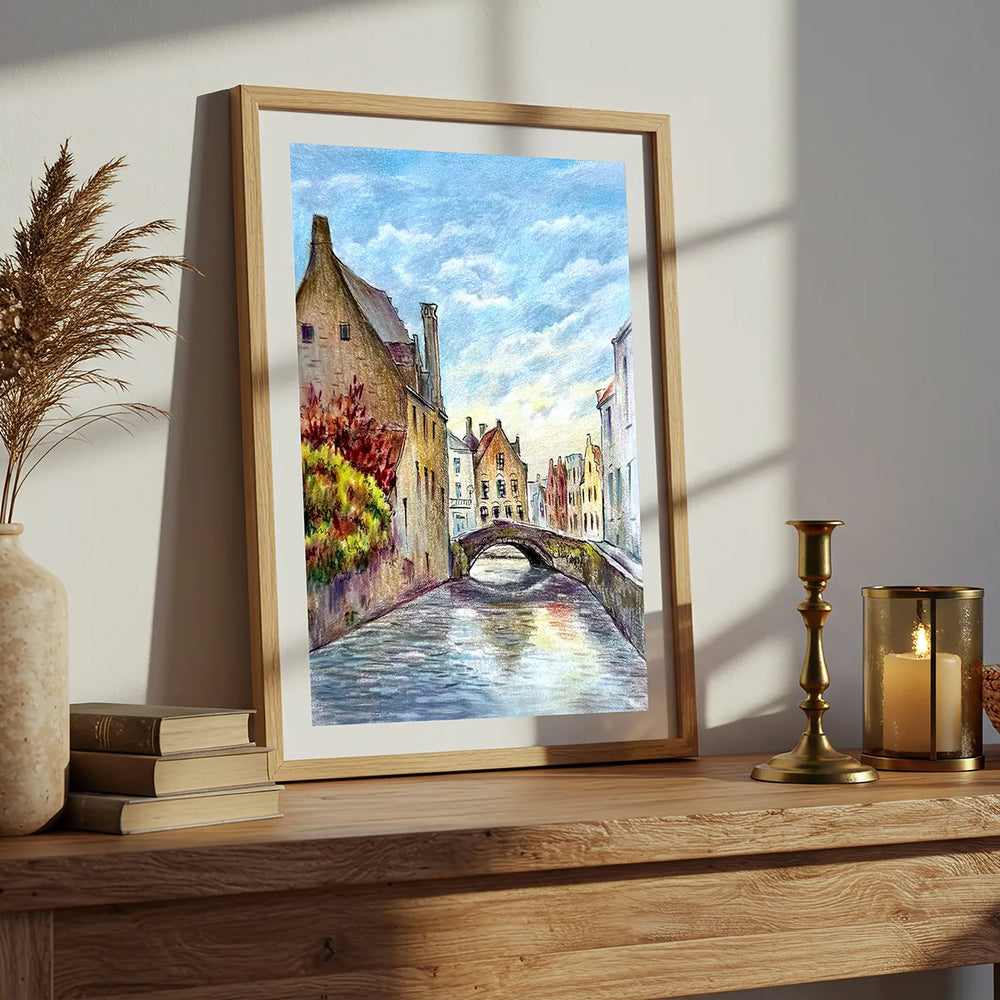 Bruges Gouden-Handrei Bridge - Travel Art Print