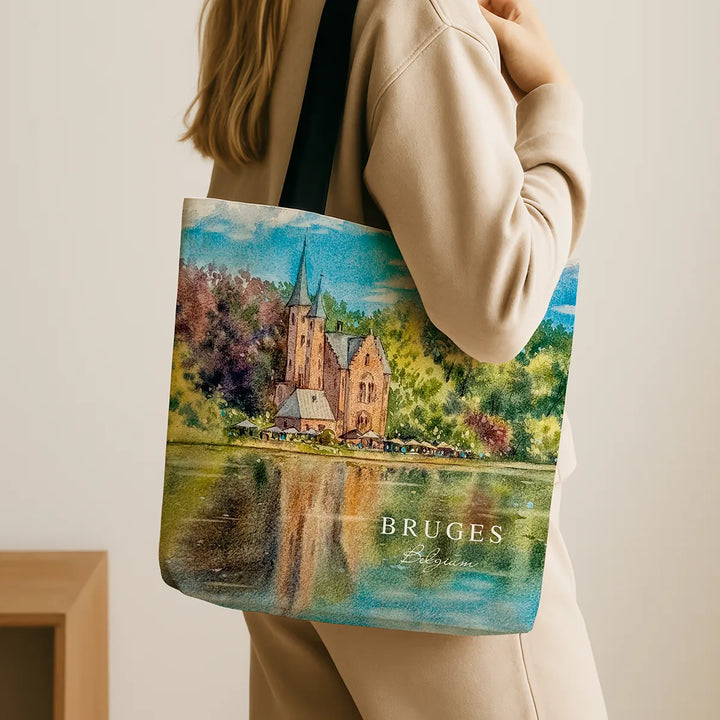 Bruges Castle Watercolor - Art Print Tote Bag