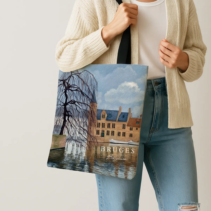 Bruges Winter Canal - Art Print Tote Bag