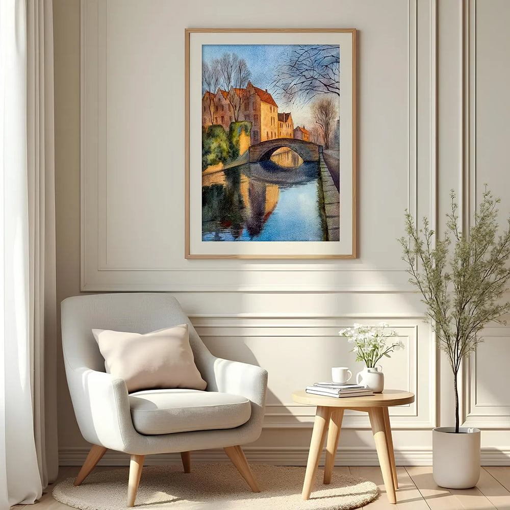 Bruges Old Bridge at Sunset - Museum Quality Print