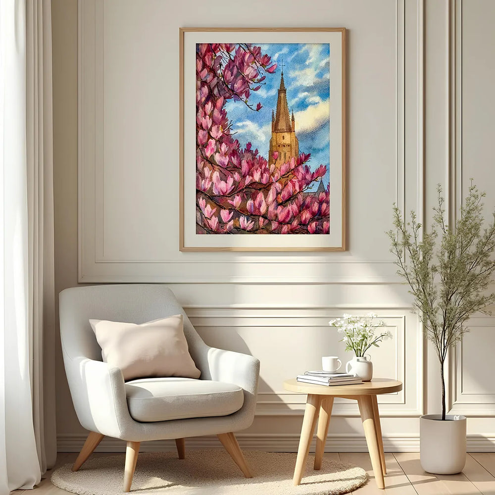 Bruges Watercolor Magnolia - Museum Quality Print