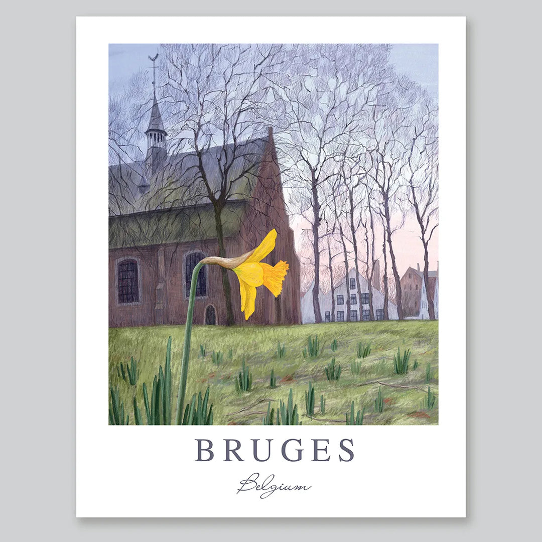 Bruges First Daffodil in Beguinage - Wall Art Poster