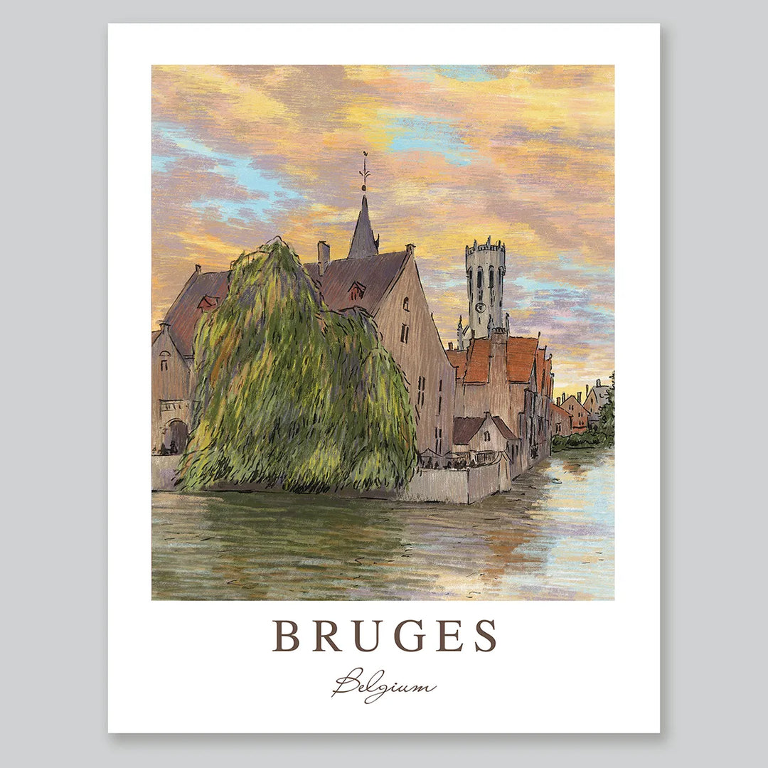 Bruges Rozenhoedkaai Sunset -  Wall Art Poster