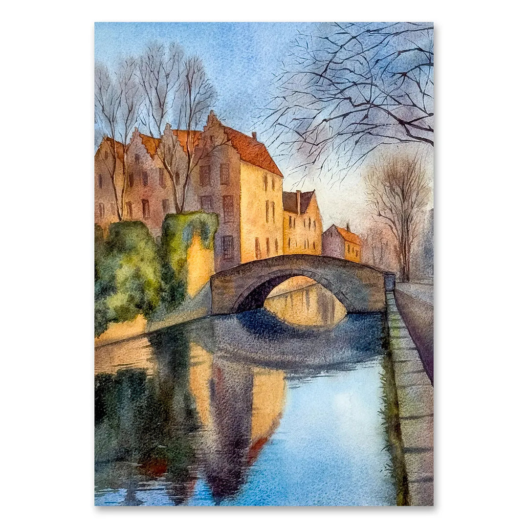 Bruges Old Bridge at Sunset - Museum Quality Print